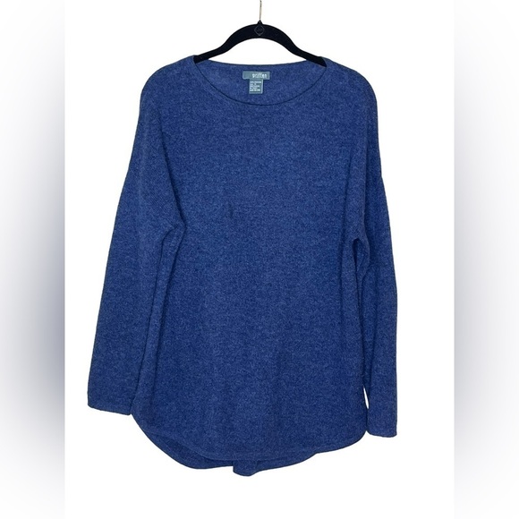 GRIFFEN Heather Blue Cashmere Pullover Sweater - Picture 1 of 5